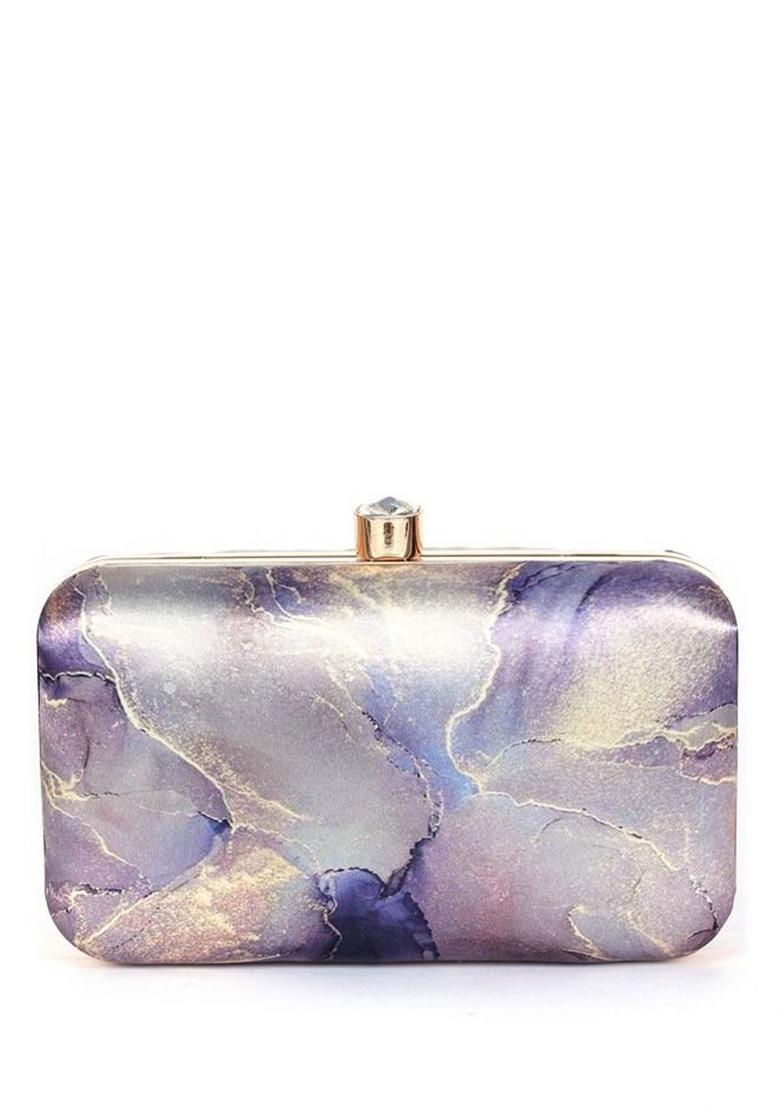 Printed Shoulder Strap Box Clutch