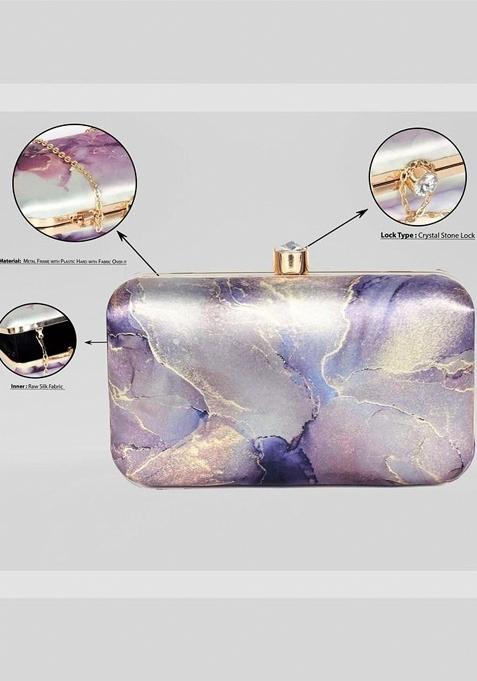 Printed Shoulder Strap Box Clutch