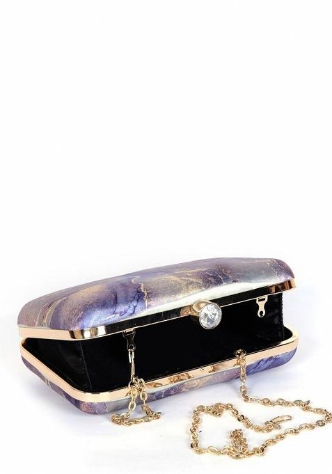 Printed Shoulder Strap Box Clutch