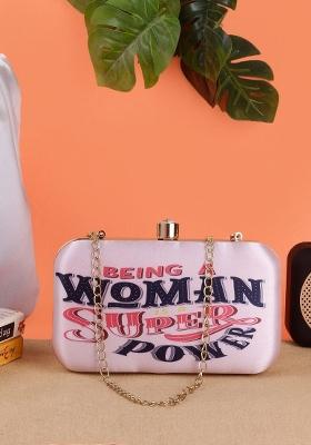 Pink Black Printed Box Clutch