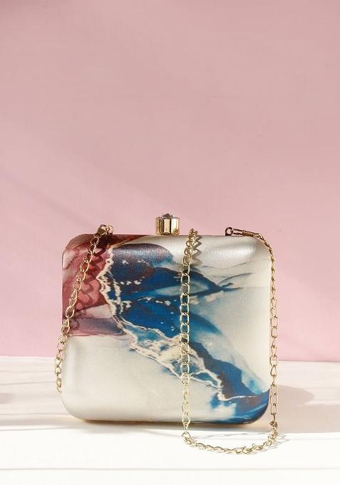 Women Assorted Printed Shoulder Strap Box Clutch