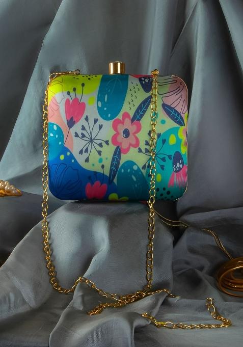 Floral Printed Box Clutch