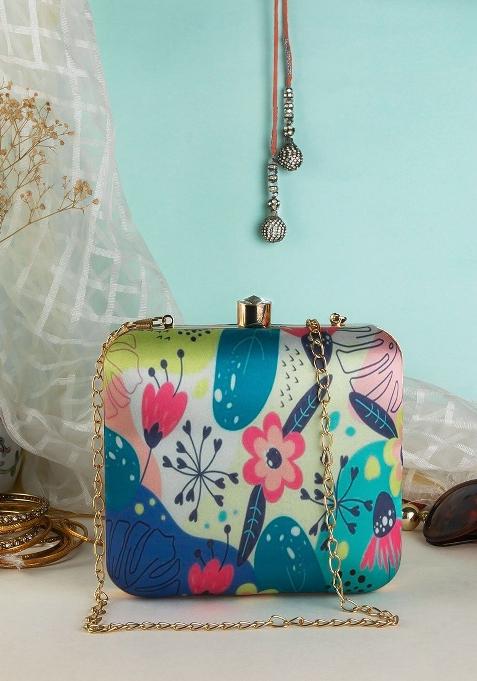Floral Printed Box Clutch
