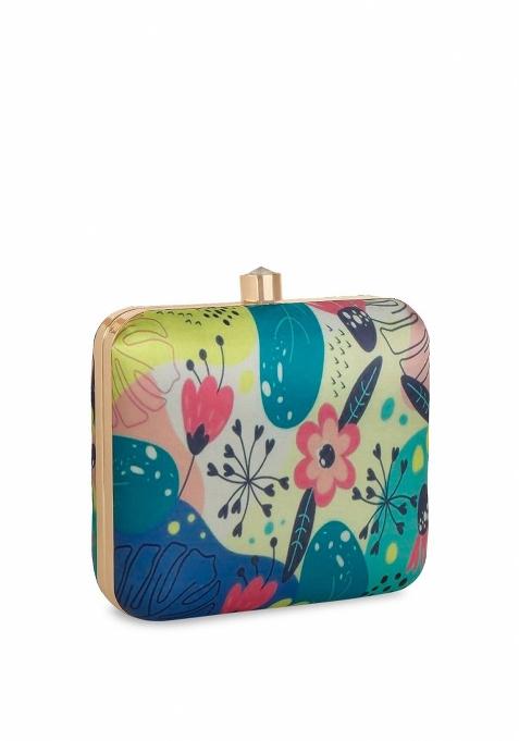 Floral Printed Box Clutch