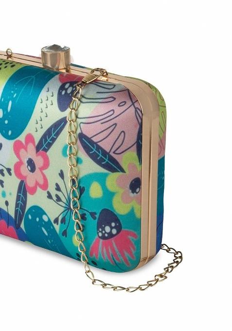 Floral Printed Box Clutch