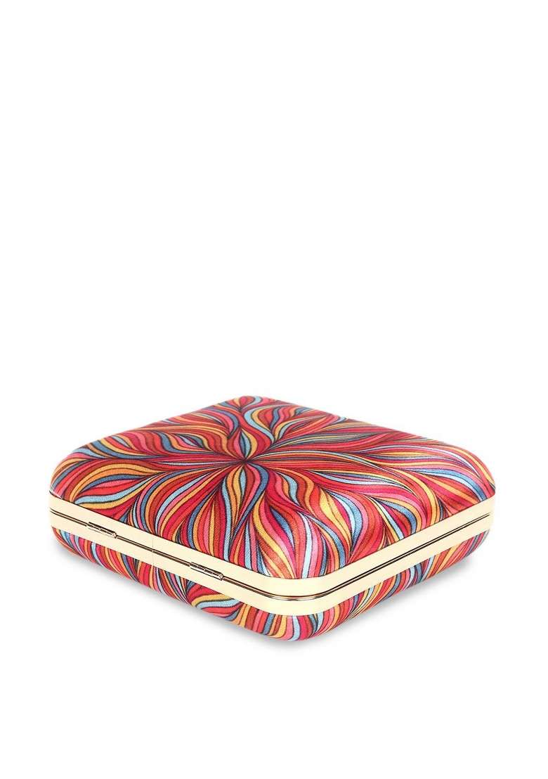 Women Pink Red Printed Box Clutch - Indya