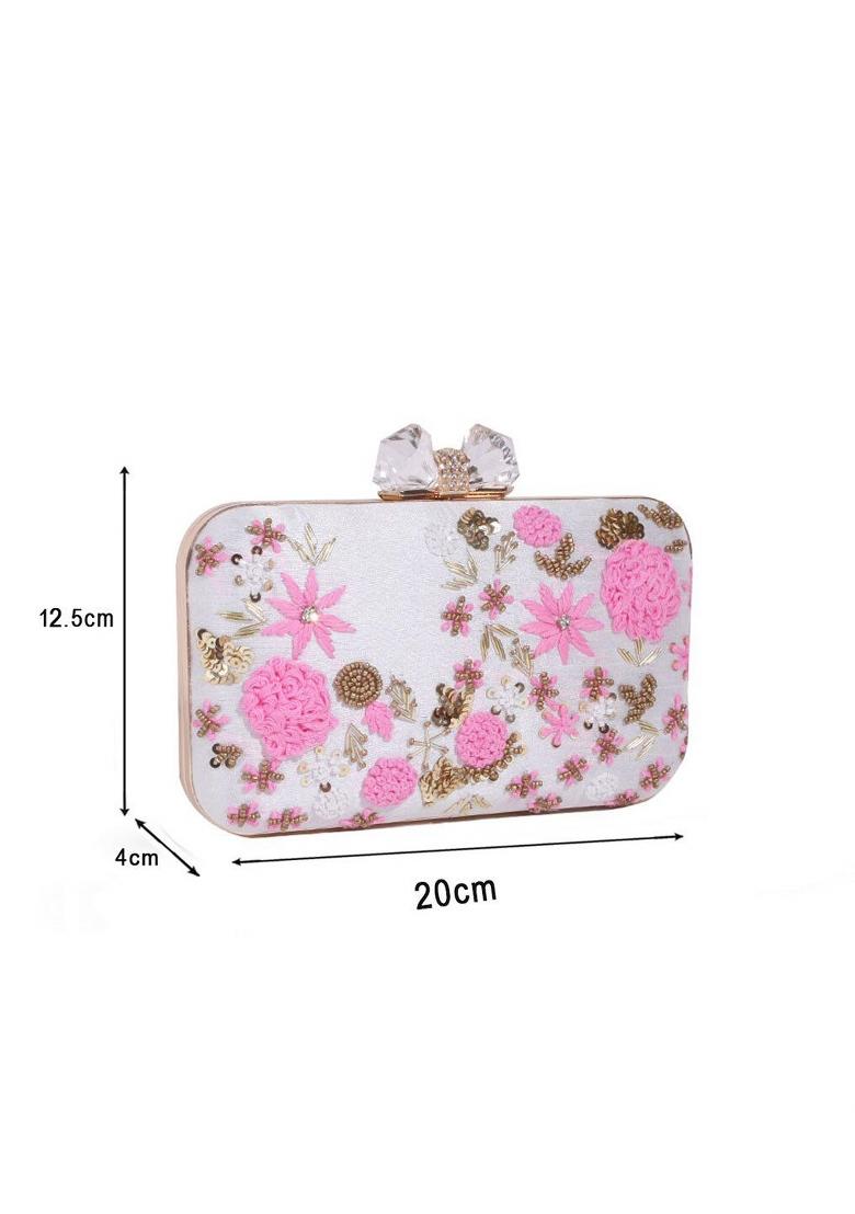 Embroidered Embellished Box Clutch