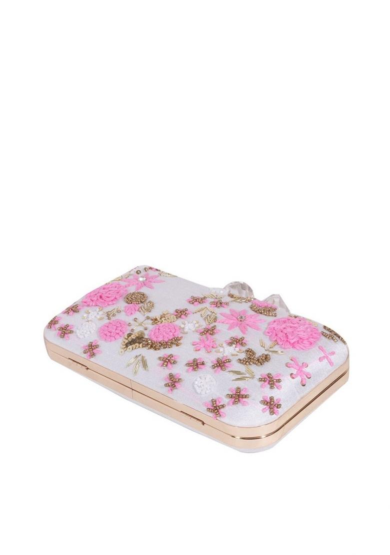 Embroidered Embellished Box Clutch