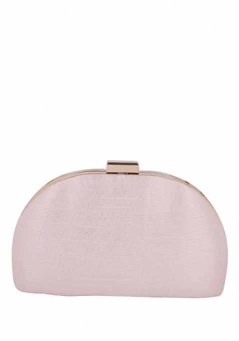 Floral Embroidered Half Moon Clutch