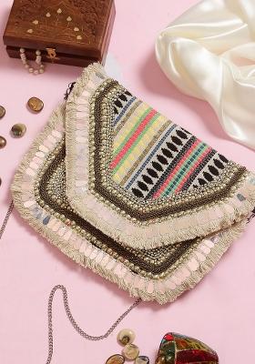 Multicoloured Embellished Envelope Clutch