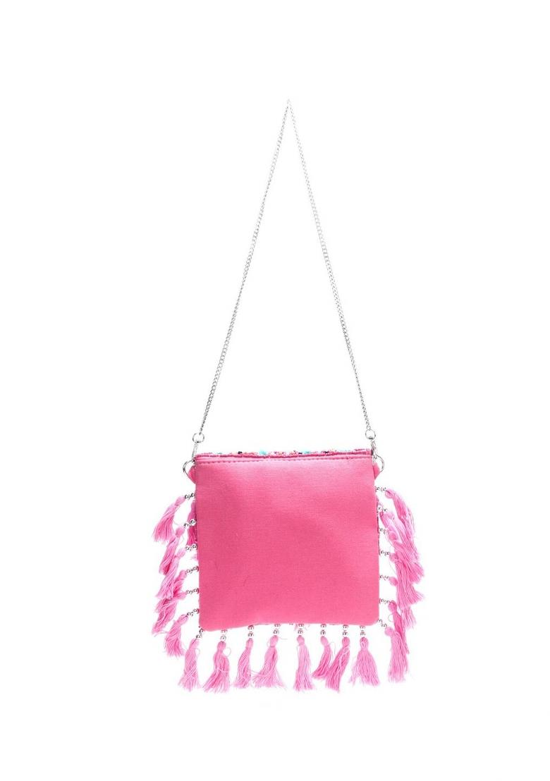 Women Embroidered Fabric Envelope Clutch