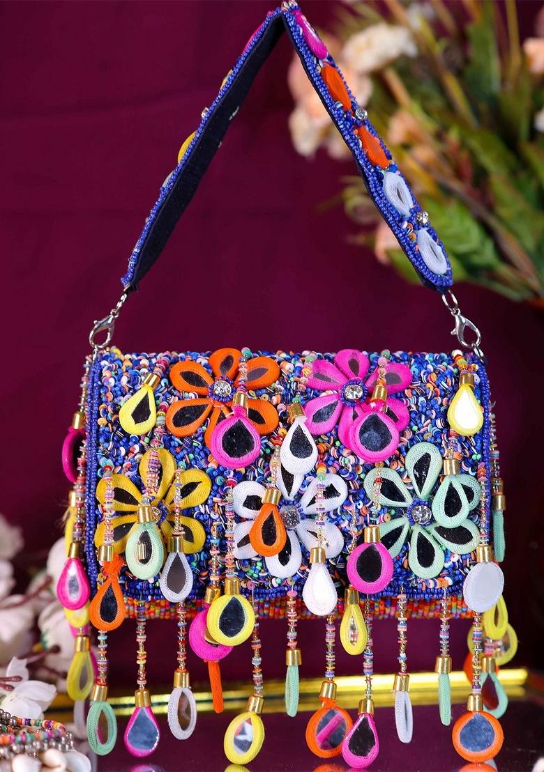 Women Embellished Baguette Clutch Bag