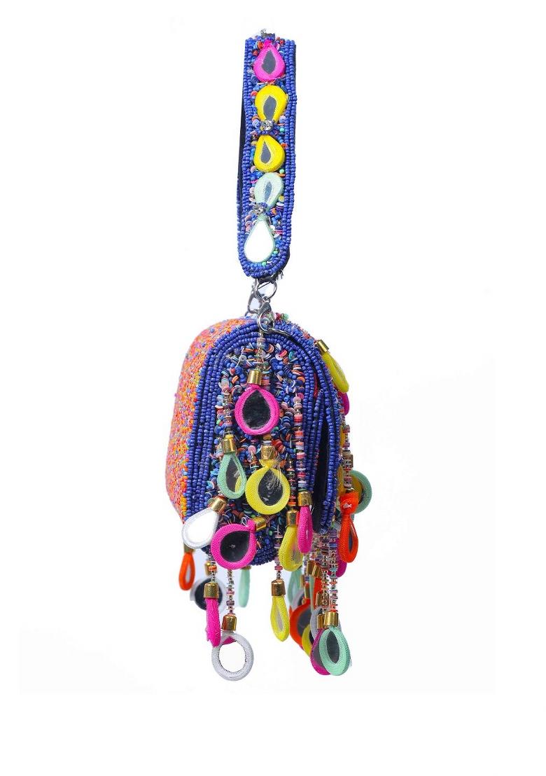 Women Embellished Baguette Clutch Bag