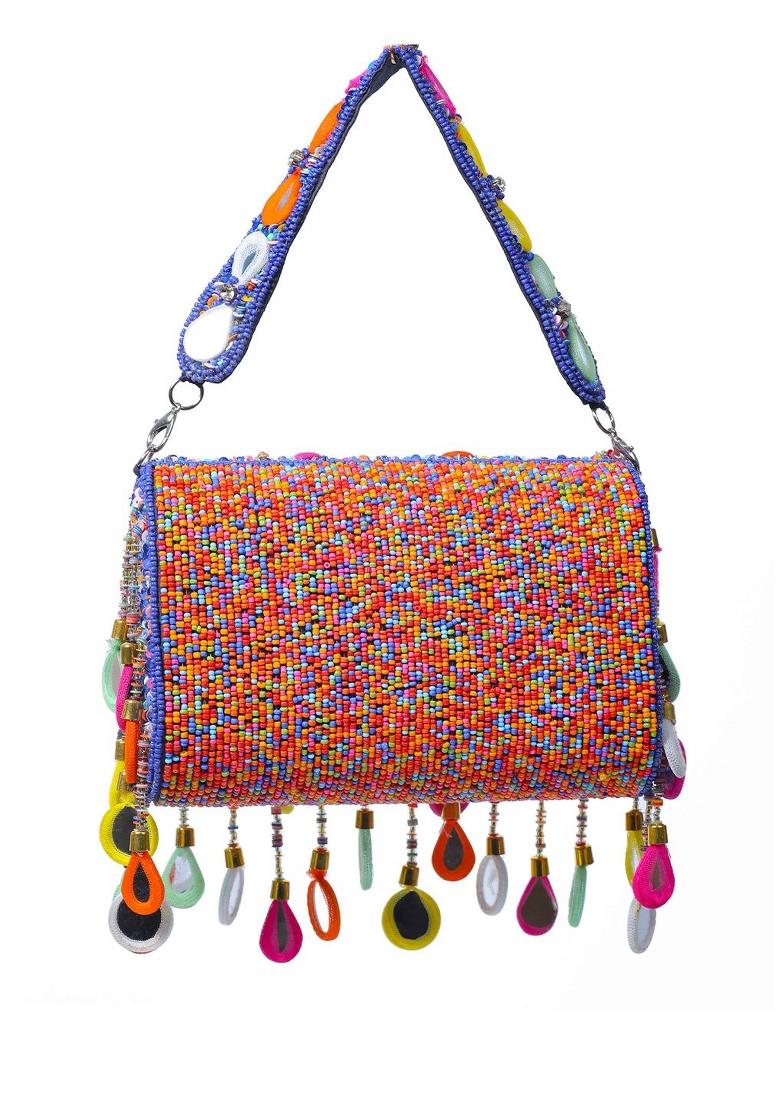 Women Embellished Baguette Clutch Bag