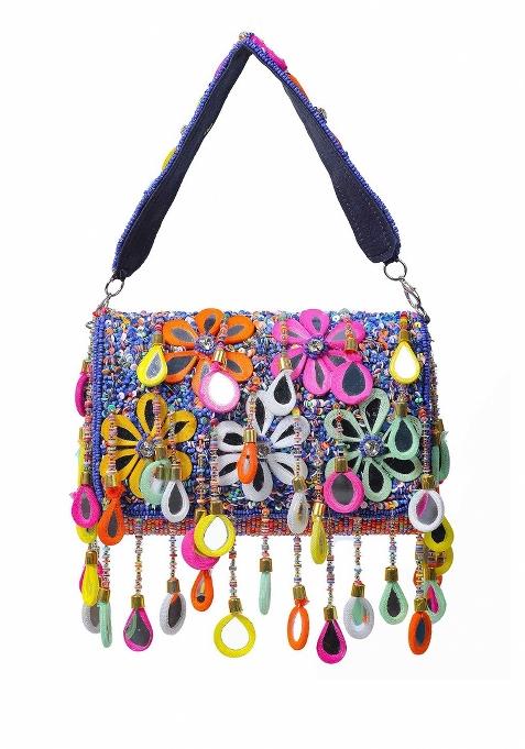 Women Embellished Baguette Clutch Bag