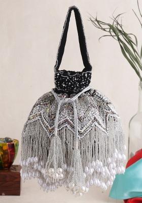 White Embellished Potli Bag