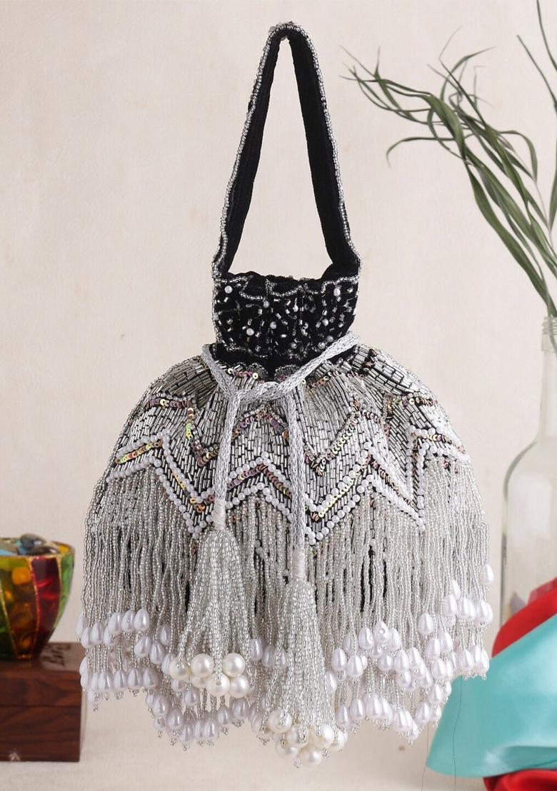White Embellished Potli Bag