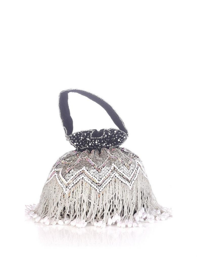 White Embellished Potli Bag