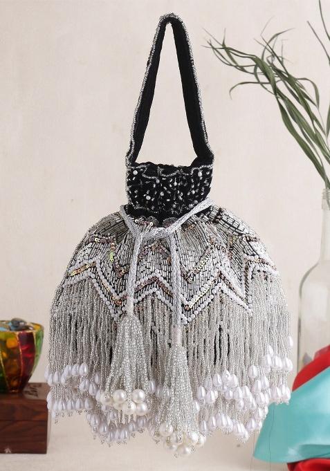 White Embellished Potli Bag