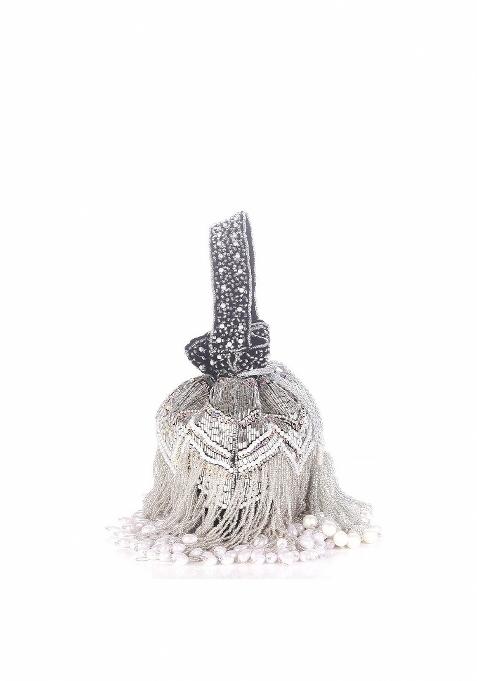 White Embellished Potli Bag