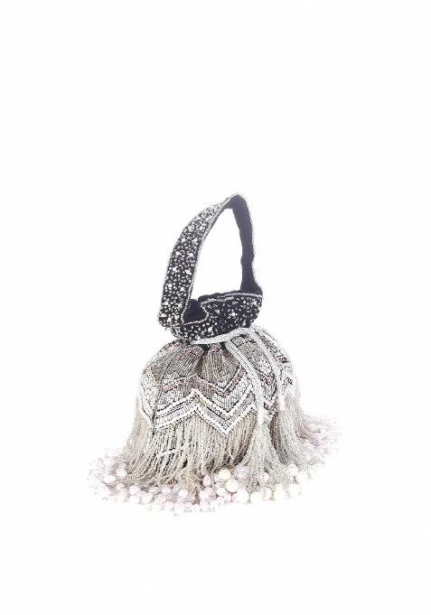 White Embellished Potli Bag
