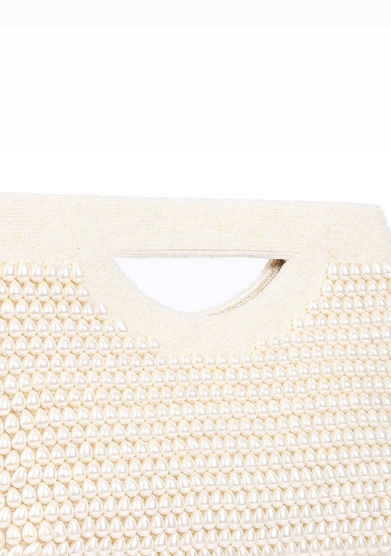 Embellished Pearls Beaded Shopper Clutch Bag