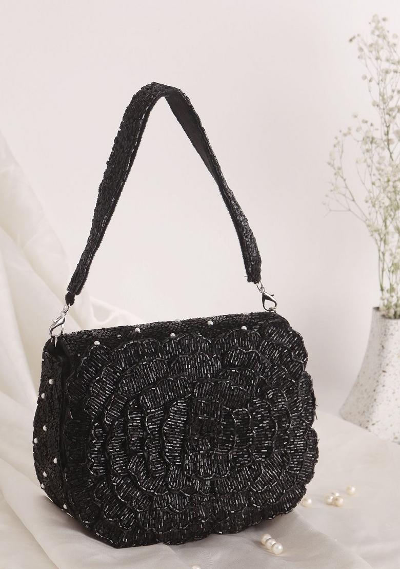 Embroidered Beads Stones Work Flap Shaped Clutch