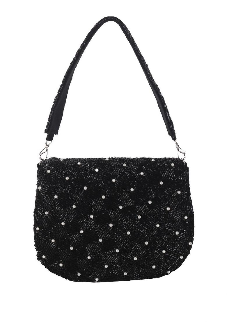 Embroidered Beads Stones Work Flap Shaped Clutch