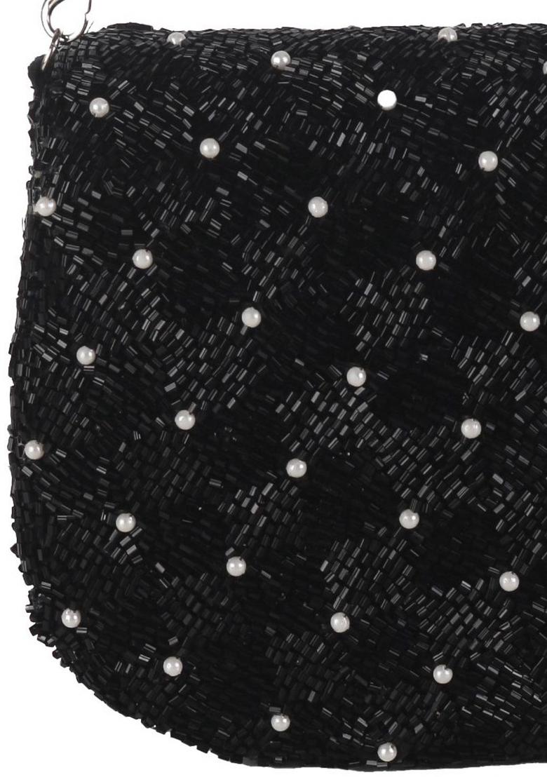 Embroidered Beads Stones Work Flap Shaped Clutch