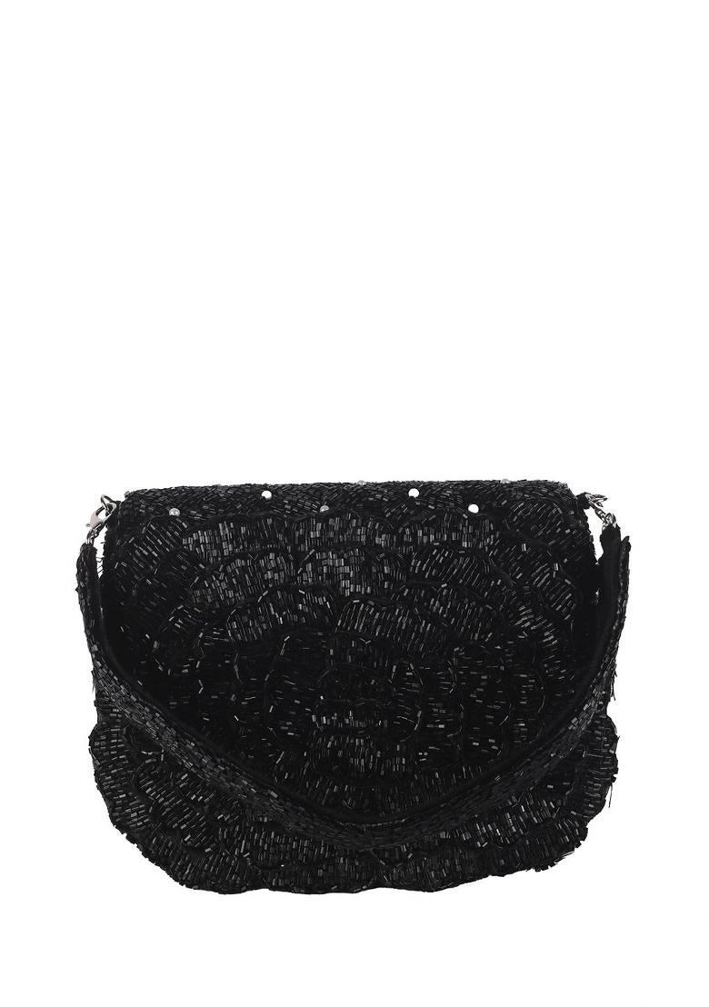 Embroidered Beads Stones Work Flap Shaped Clutch