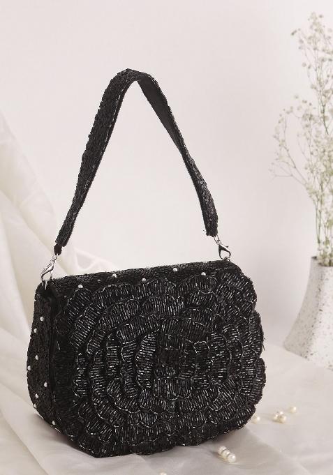 Embroidered Beads Stones Work Flap Shaped Clutch