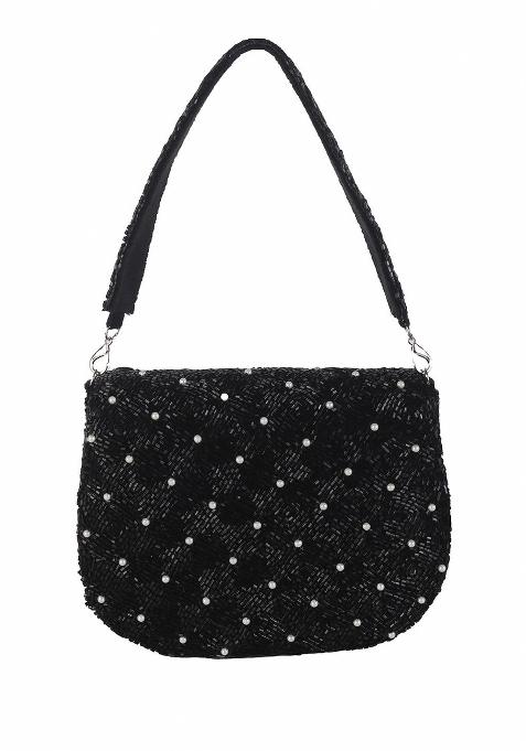 Embroidered Beads Stones Work Flap Shaped Clutch