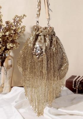 Embroidered Beads Stones Work Potli Shaped