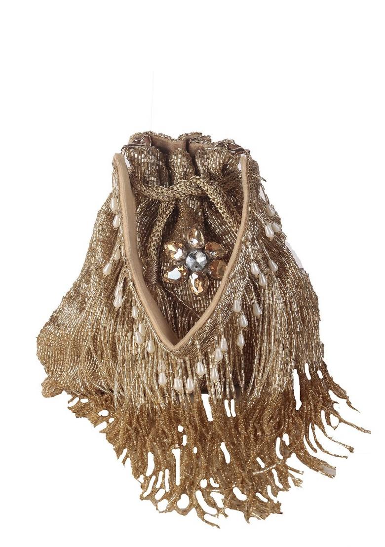 Embroidered Beads Stones Work Potli Shaped