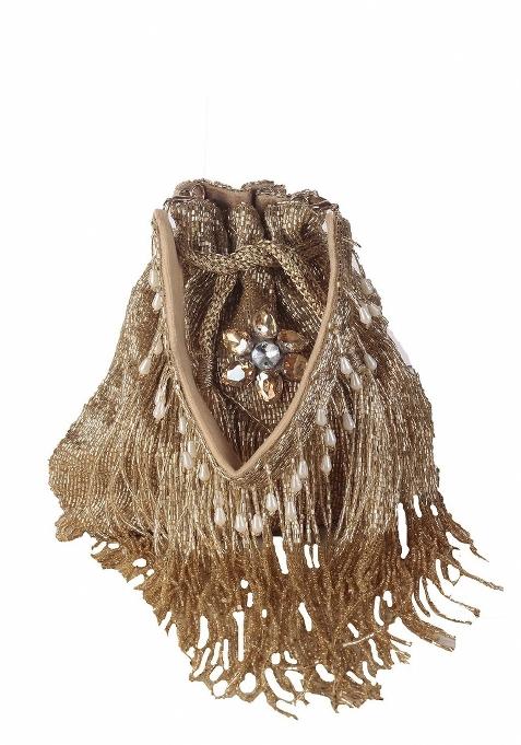 Embroidered Beads Stones Work Potli Shaped