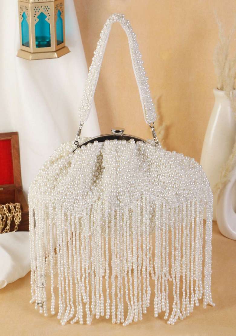 Embellished Tasselled Box Clutch - Indya