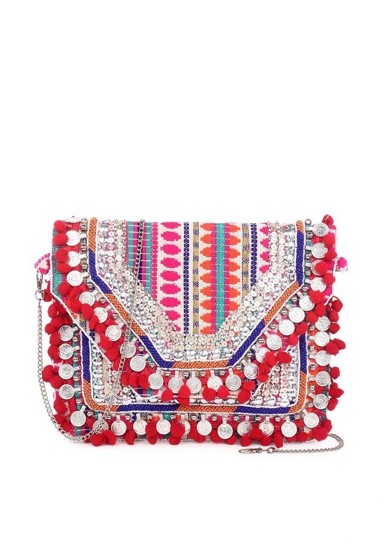 Women Pink Embroidered And Embellished Clutches