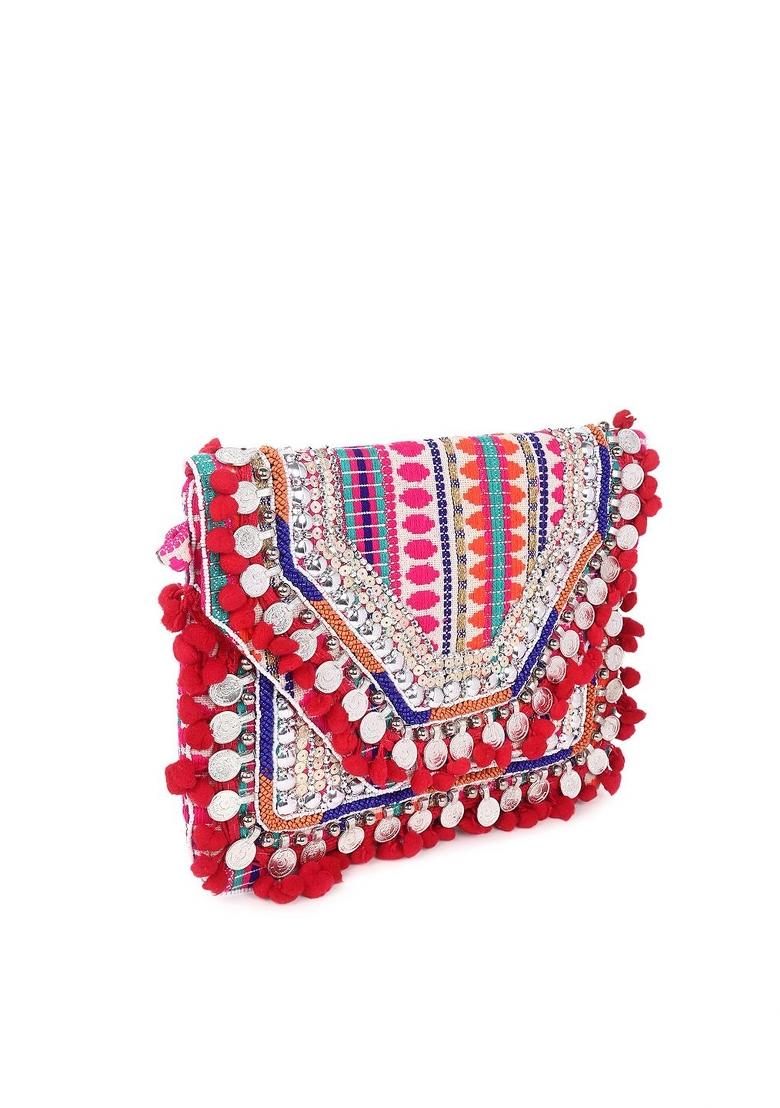 Women Pink Embroidered And Embellished Clutches