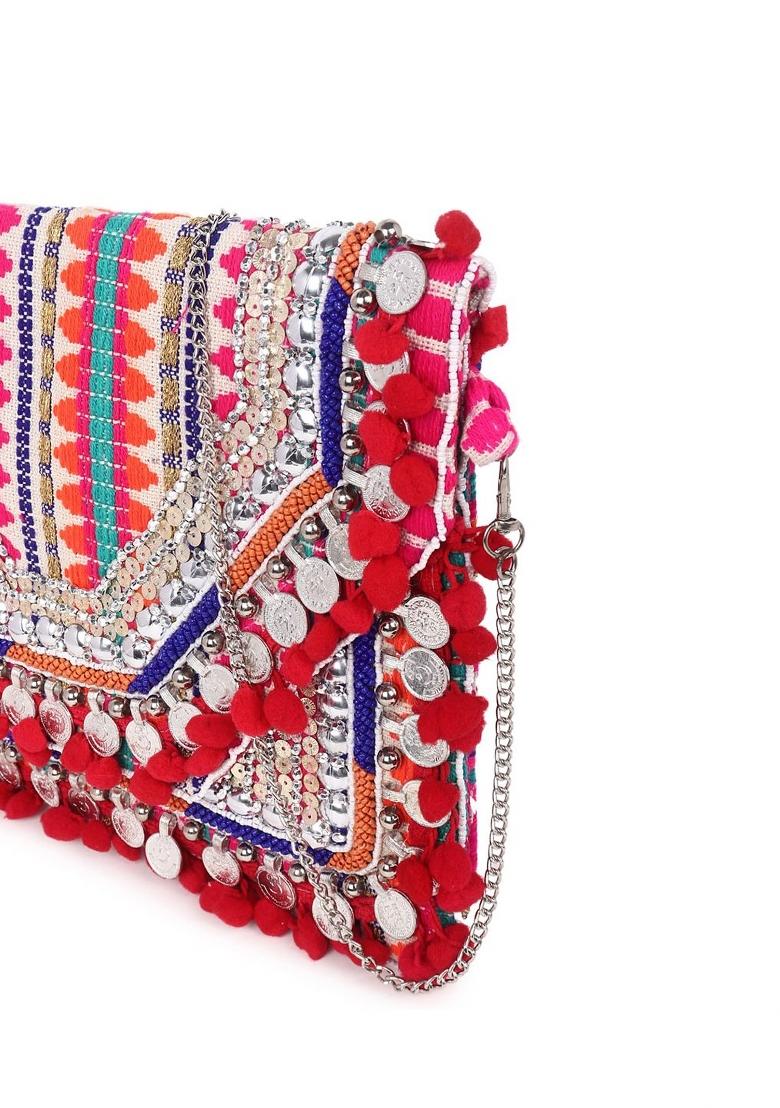 Women Pink Embroidered And Embellished Clutches