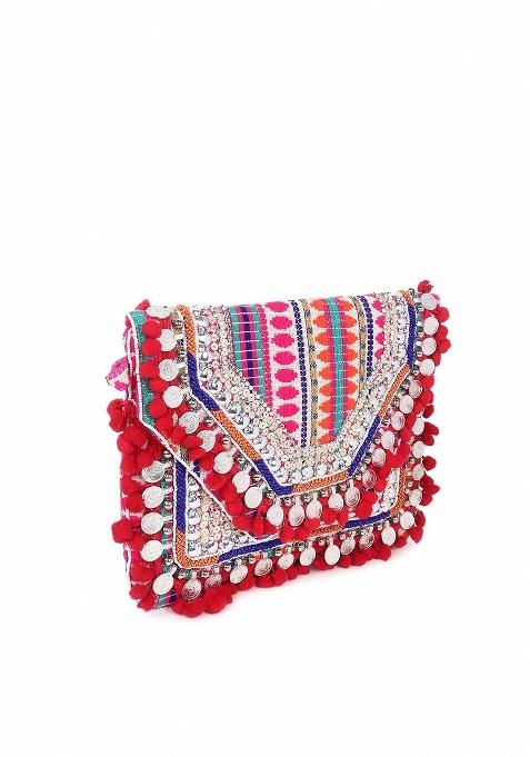 Women Pink Embroidered And Embellished Clutches