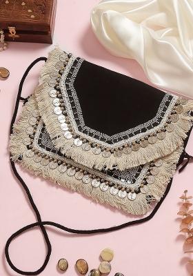 Women Black White Printed Envelope Clutch