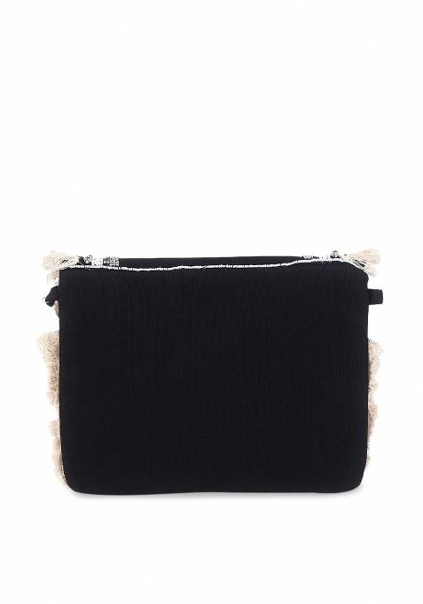 Women Black White Printed Envelope Clutch