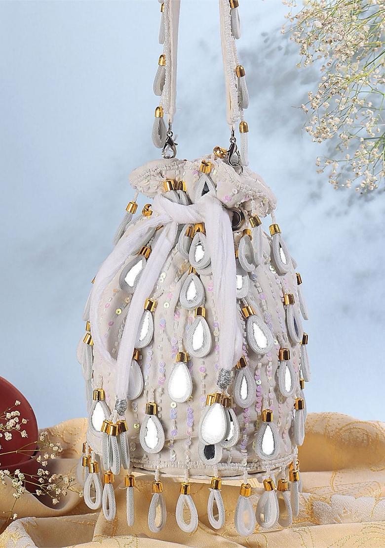 Embroidered Mirror Work Potli Shaped