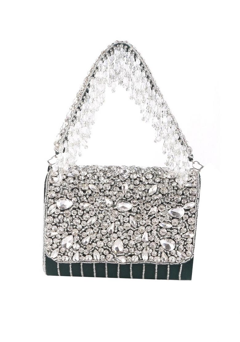 Women Embellished Fabric Envelope Clutch