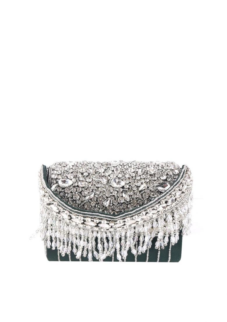 Women Embellished Fabric Envelope Clutch