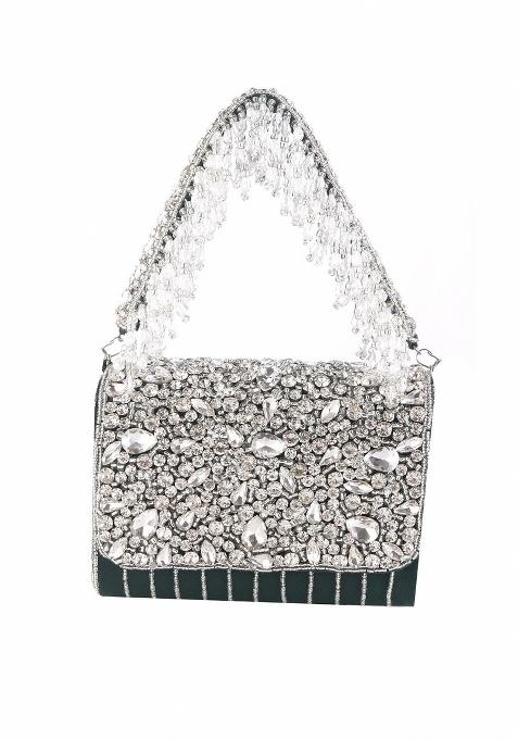 Women Embellished Fabric Envelope Clutch