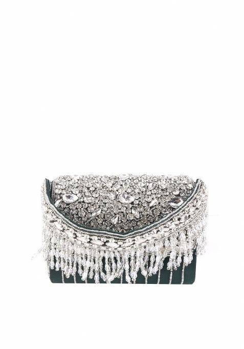 Women Embellished Fabric Envelope Clutch