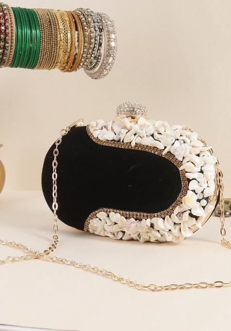 Embellished Box Clutch With Shoulder Strap