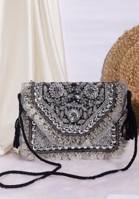 Women Embellished Fabric Envelope Clutch