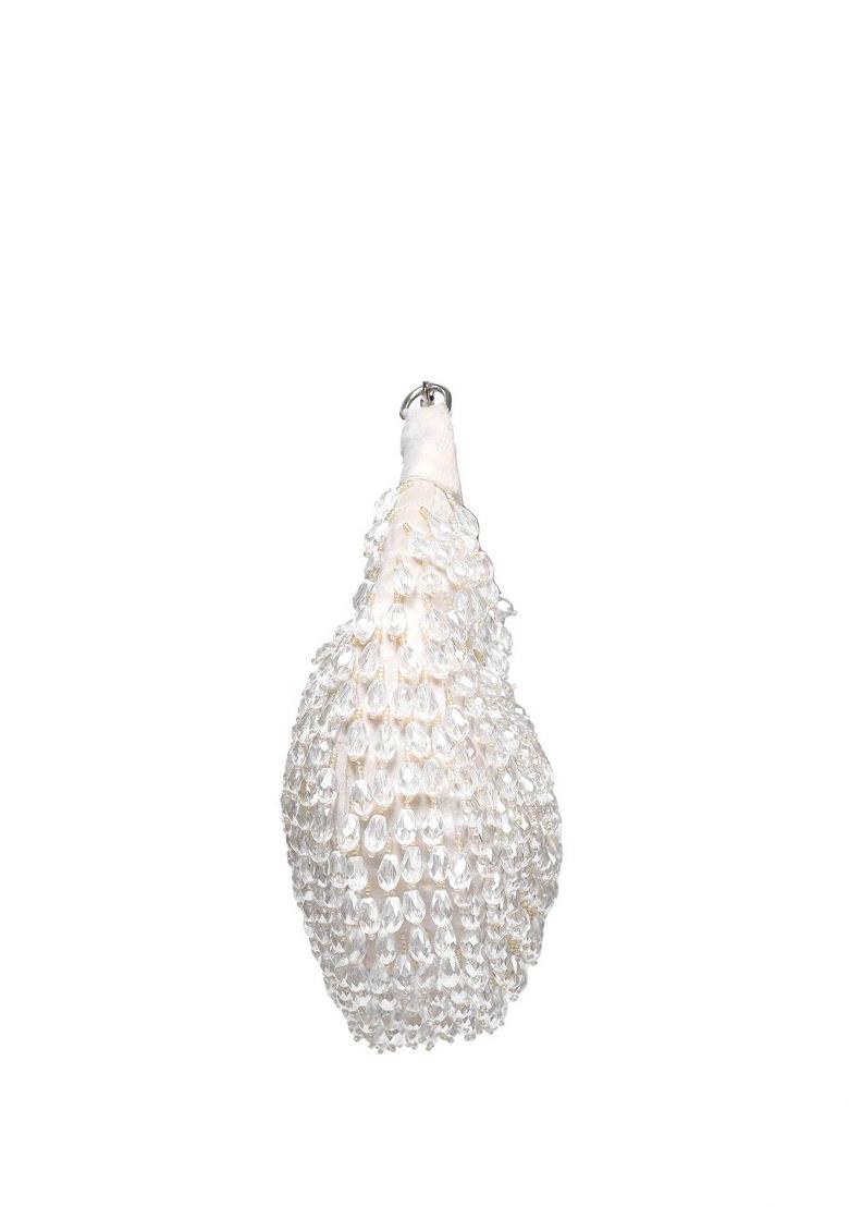 Women Embellished Half Moon Clutch Bag